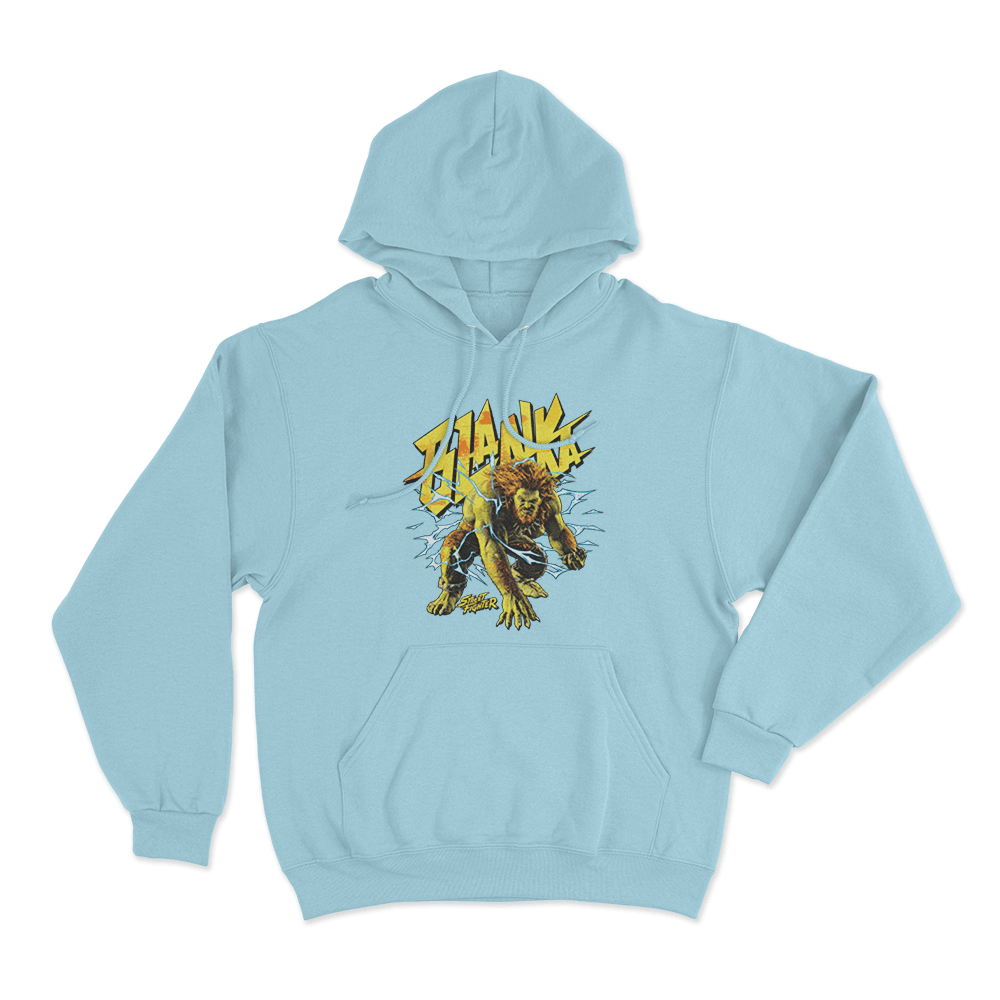 Street Fighter Blanka Unisex Hoodie Sky Blue Street Fighter Blanka Unisex Hoodie Sky Blue